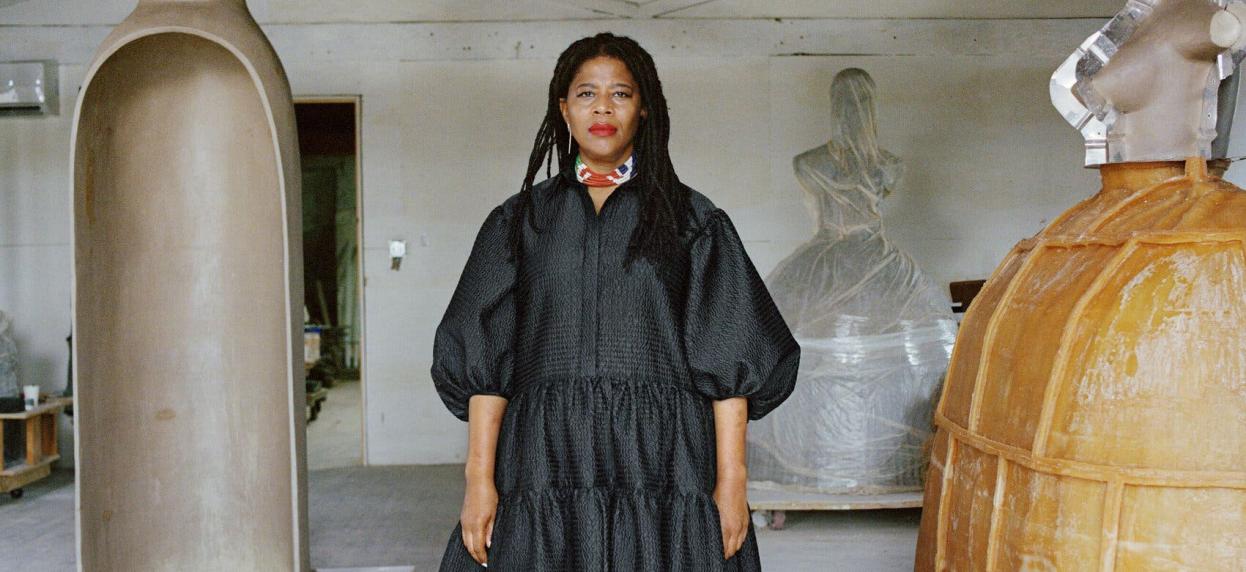 Artist Simone Leigh at the studio in Philadelphia where she fabricates and casts her large-scale bronzes and other works.