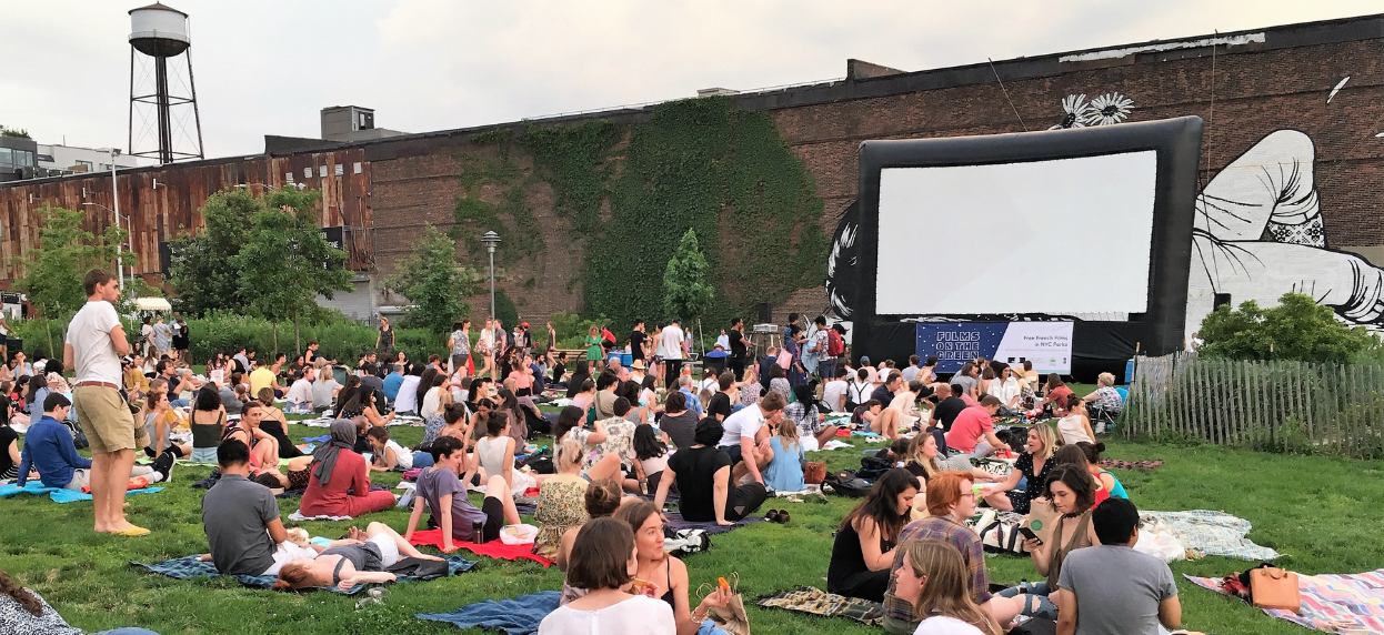 outdoor movie in a Brooklyn park